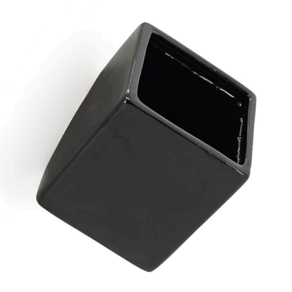 Cube 5 1/2 in. x 6 in. Black Ceramic Wall Planter