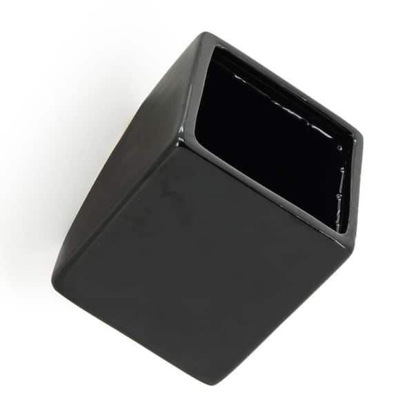 Arcadia Garden Products Cube 5 1/2 in. x 6 in. Black Ceramic Wall Planter