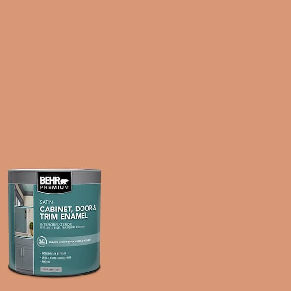 BEHR PREMIUM 1 qt. #M210-5 Candied Yams Satin Enamel Interior/Exterior Cabinet, Door & Trim Paint