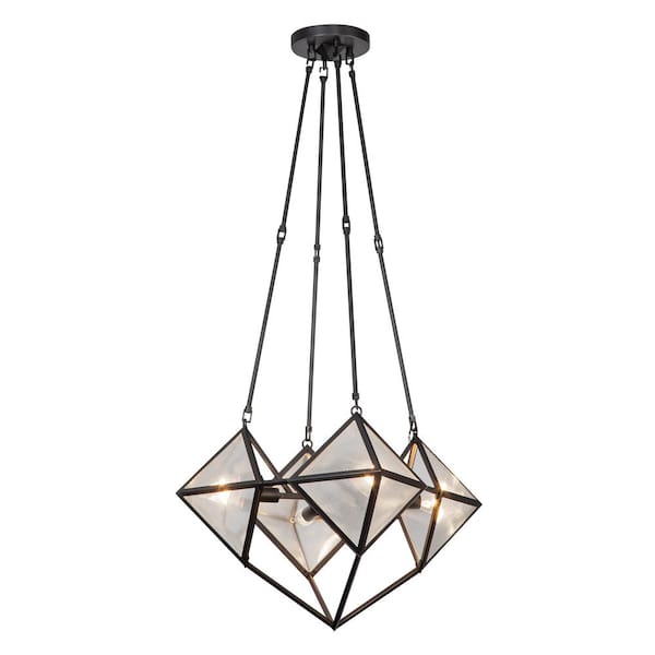 ALORA Cairo 21 in. 4-Light 60-Watt Ribbed Glass/Urban Bronze Chandelier
