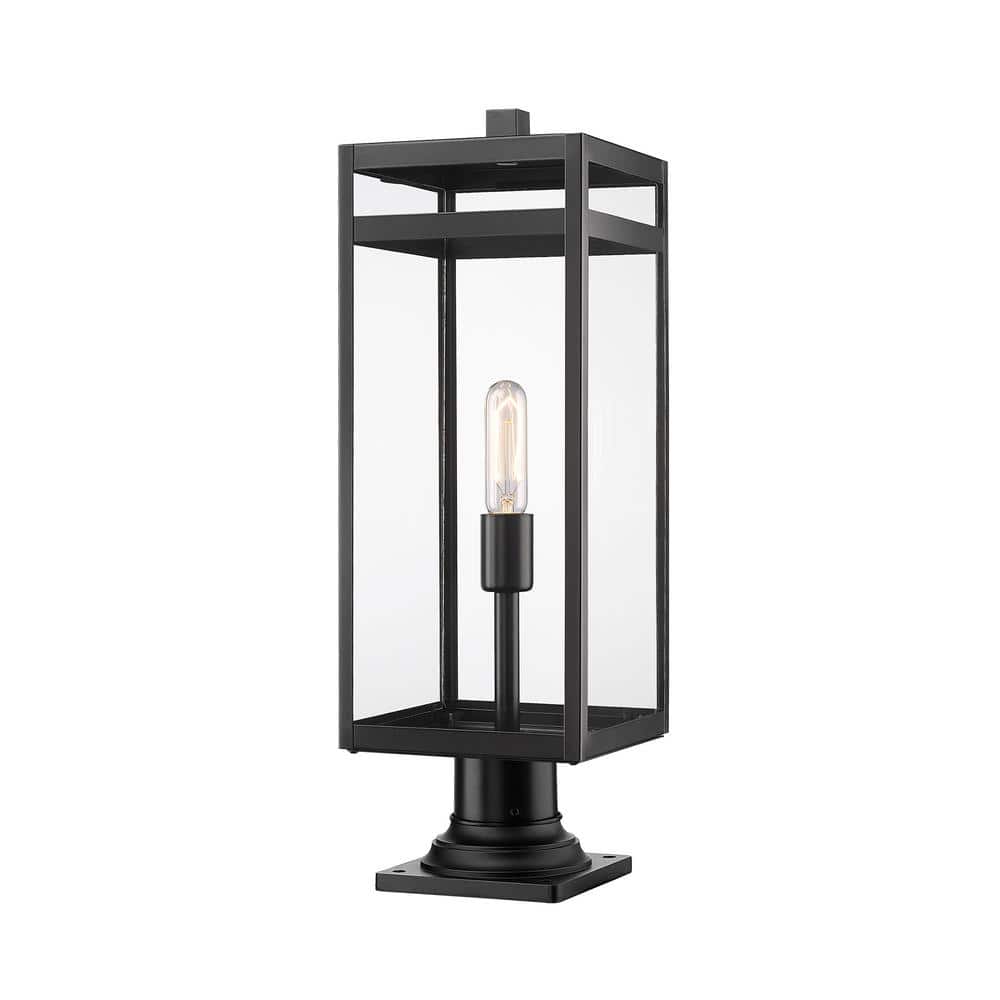 Nuri 23 .5 in 1 Light Black Aluminum Hardwired Outdoor Weather Resistant Pi