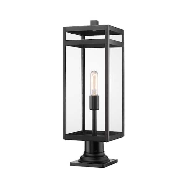 Unbranded Nuri 23 .5 in 1 Light Black Aluminum Hardwired Outdoor Weather Resistant Pier Mount Light with No Bulb Included