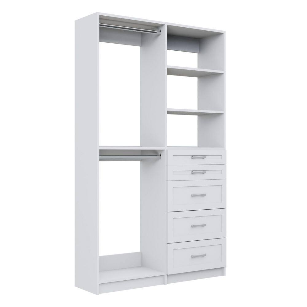 Alto 41.25 in. W White Shaker Double Hang and 5-Drawer Tower 10-Shelf Wood Closet System price history on PriceWatchPro