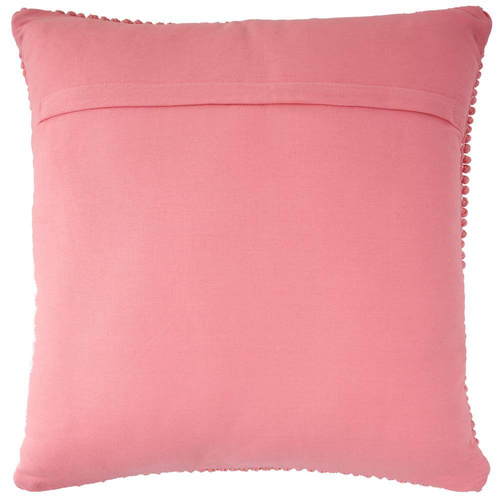 Pink Ivory Cotton Snowflake 20" x 20" Handcrafted Throw Pillow