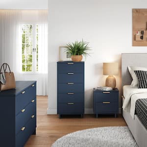 Granville Midnight Blue 2-Drawer 18.11 in. W Nightstand, 5-Drawer 23.62 in. W Chest and 6-Drawer 55.04 in. W Dresser