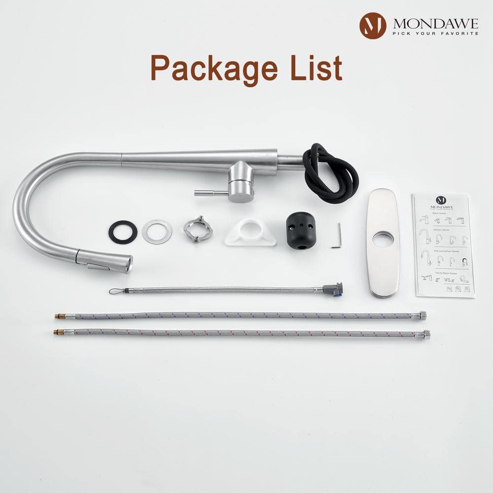 Brushed Nickel High Arc Pull Down Kitchen Faucet with Spray