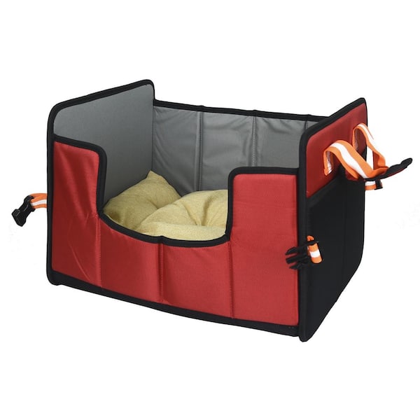 PET LIFE Large Red Travel-Nest Folding Travel Cat and Dog Bed
