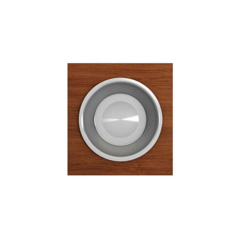 16" Brown Wood Prep Board with Stainless Steel Mixing Bowl