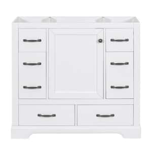 17.9 in. W x 35.5 in. D x 33 in. H Bath Vanity Cabinet without Top in White Six Drawers Adjustable Shelf