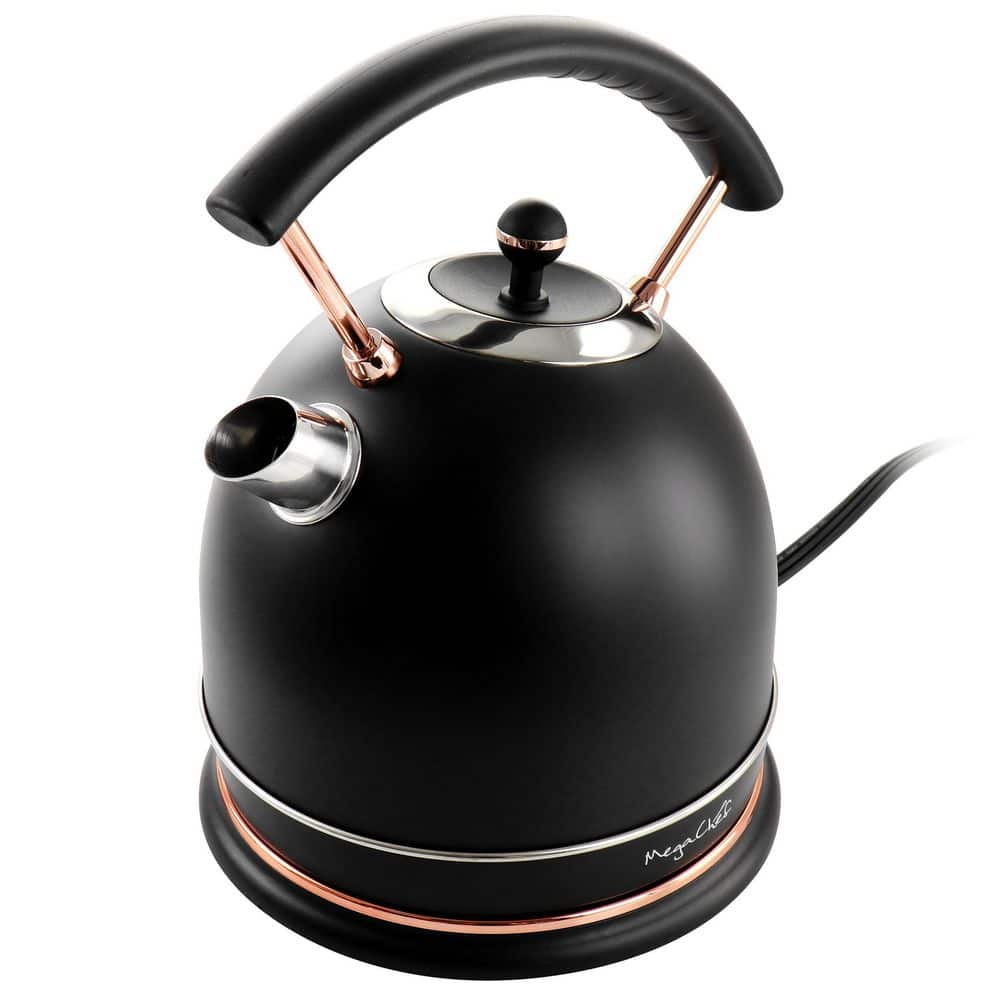 MegaChef 1.8 Liter Matte Black and Rose Gold Electric Kettle
