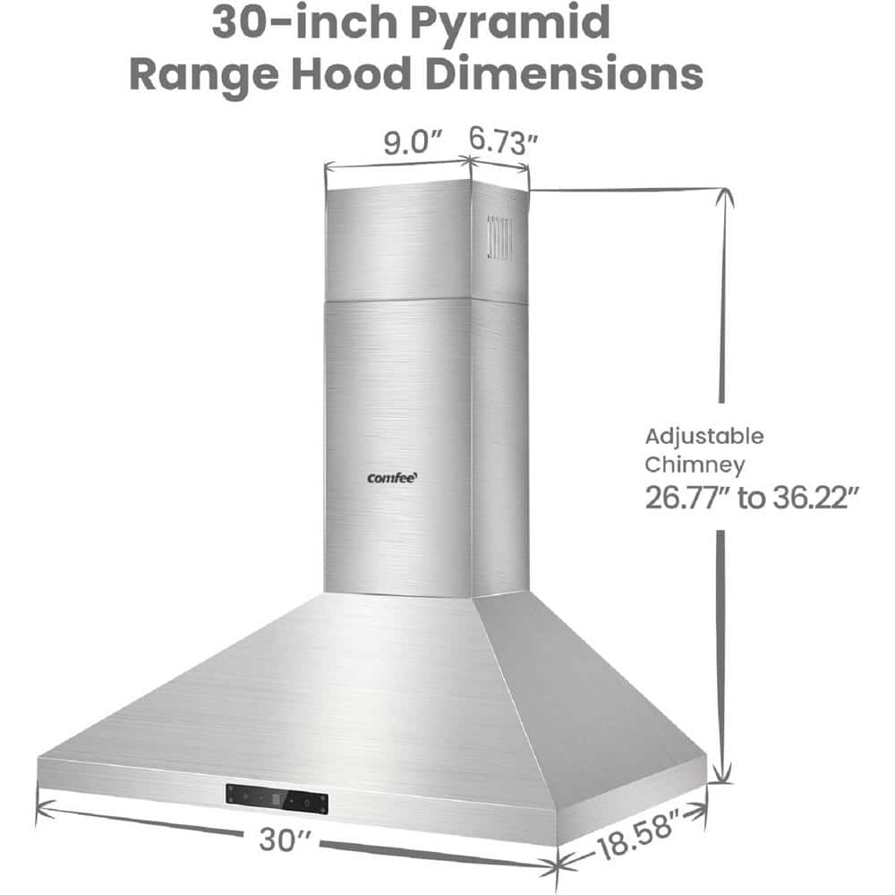 30-Inch Stainless Steel Convertible Wall Mounted Range Hood
