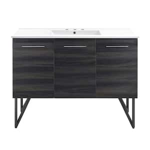 Annecy 48 in. Bathroom Vanity in Black Walnut with White, 3-Hole Ceramic Sink Top