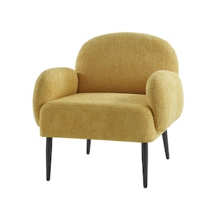 Allen Modern Yellow Boucle Upholstered Accent Chair with Metal Legs