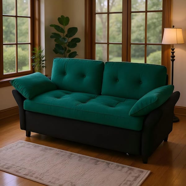 Homy Casa ARTISC 74 in. Emerald Green Chenille 3-in-1 Queen