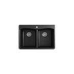 Kennon 33 in. Drop-in/Undermount 1-Hole Double Bowl Neoroc Granite Composite Kitchen Sink in Matte Black