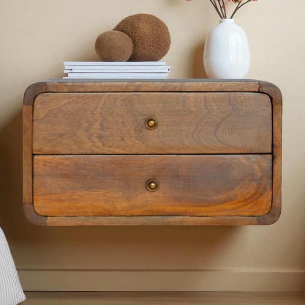 Maximos Chestnut 2-Drawer Floating Nightstand