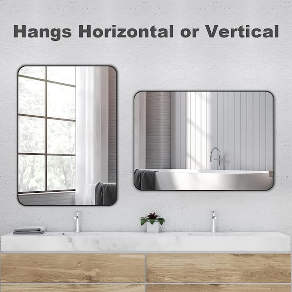 22 in. W x 30 in. H Rectangular Metal Framed Wall Mount Modern Decor  Bathroom Vanity Mirror 2023-3-3-9 - The Home Depot