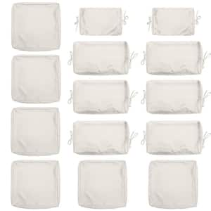 14-Piece Patio Cushion Covers Replacement with Zipper for Sectional Sofa Set, Slipcovers for Outdoor Cushions Cream