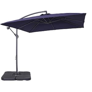 8.3 ft. Steel Cantilever Umbrella Tilt Patio Umbrella in Dark Blue with Base