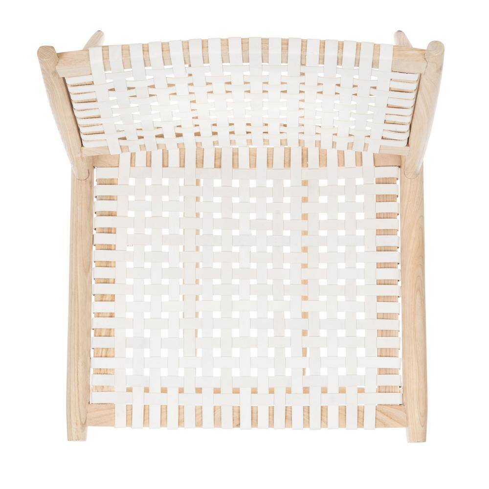 Transitional Beige and White Leather Woven 26'' Accent Chair