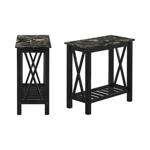 New Classic Furniture Eden 12 in. Black Rectangle Faux Marble Top End Table (Set of 2)