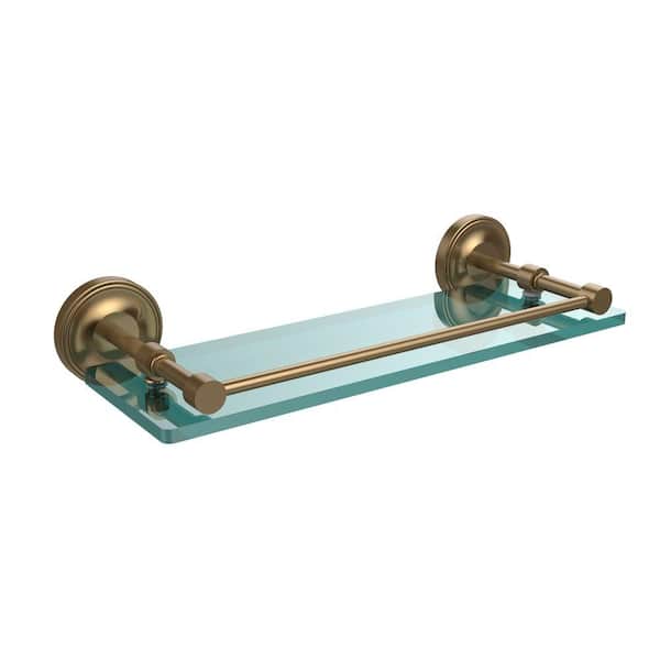 Allied Brass Prestige Regal 16 in. L x 3 in. H x 5 in. W Clear Glass Bathroom Shelf with Gallery Rail in Brushed Bronze
