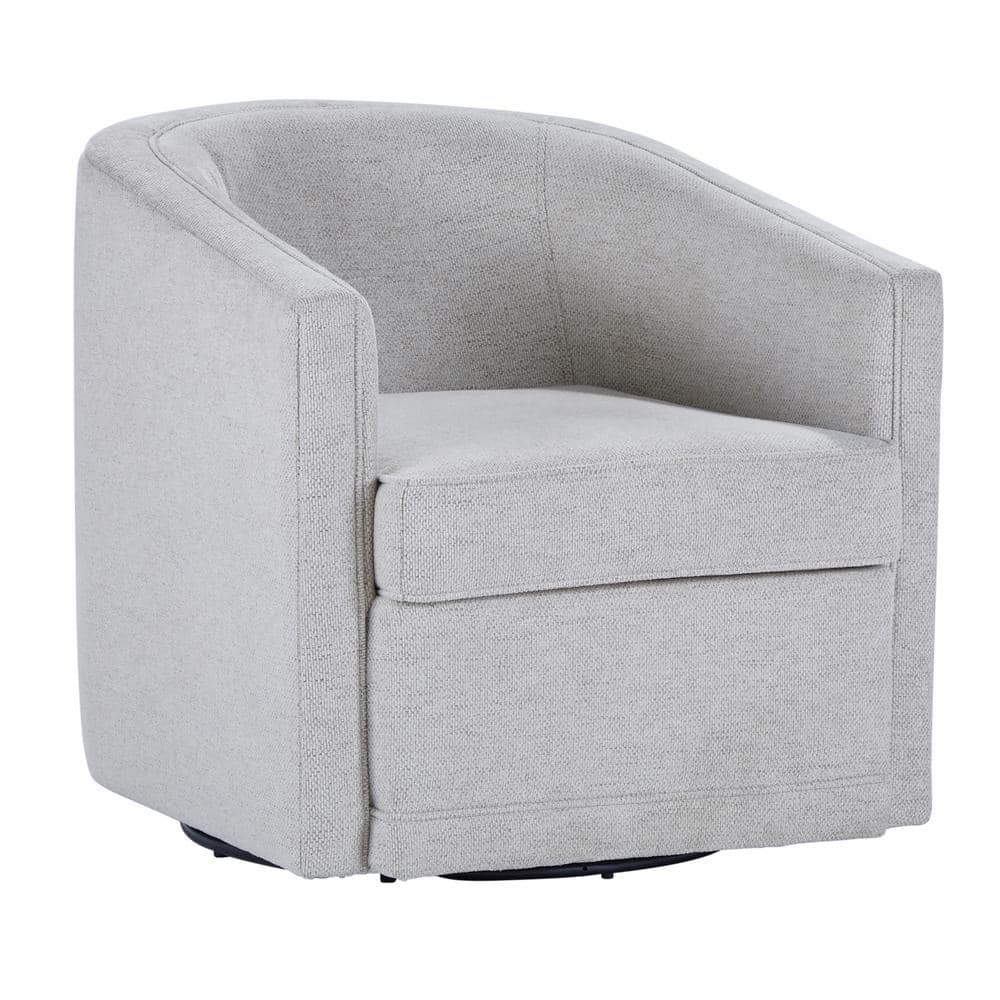 Light Gray Polyester Fabric Swivel Accent Chair with Manufactured Wood Frame