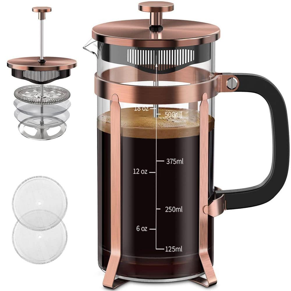 Wudkey 21 oz. 4 Cup Copper 304 Stainless Steel French Press Coffee