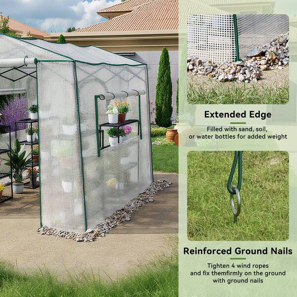 MeetLeisure 6 ft. W x 8 ft. D Walk-In Greenhouse Canopy, with Roll