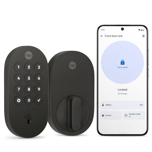 Smart Lock with Matter; Electronic Single Cylinder Deadbolt with Pushbutton Keypad; Matte Black