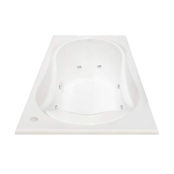 MAAX Cocoon 5.5 ft. Acrylic End Drain Rectangular Drop-in Whirlpool Bathtub with Hydrosens in White