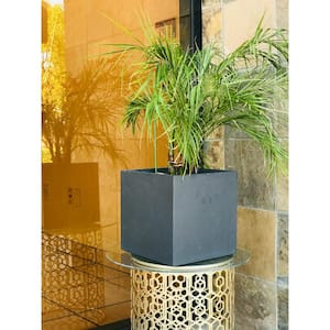 10 in. Tall Charcoal Lightweight Concrete Square Modern Outdoor Planter