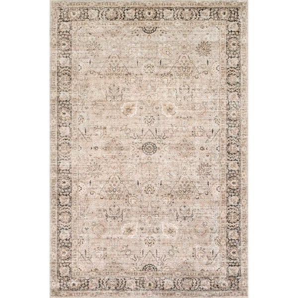 Bayberry Vintage Machine Washable Sand 2 ft. x 3 ft. Indoor/Outdoor Patio Rug