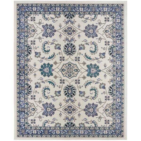 Nourison Home Nourison Essentials Ivory Blue 5 ft. x 7 ft. Center ...