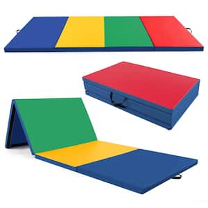 10 ft. x 4 ft. x 2 in. 4-Panel Folding Exercise Mat with Carrying Handles for Gym Flooring Mat Colorful 40 sq.ft.