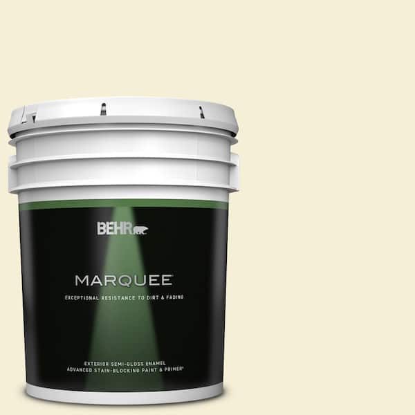 BEHR MARQUEE 5 gal. #W-B-320 White Corn Semi-Gloss Enamel Exterior Paint & Primer