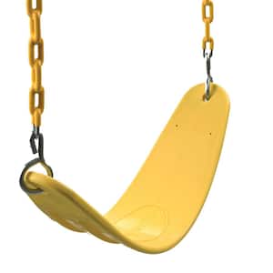 Yellow Heavy-Duty Belt Swing Seat with Yellow Chain