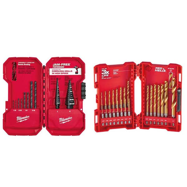 Milwaukee 4889922248894631 Black Oxide Step Drill Bit Set with Titanium Drill Bit Set (33-Piece)