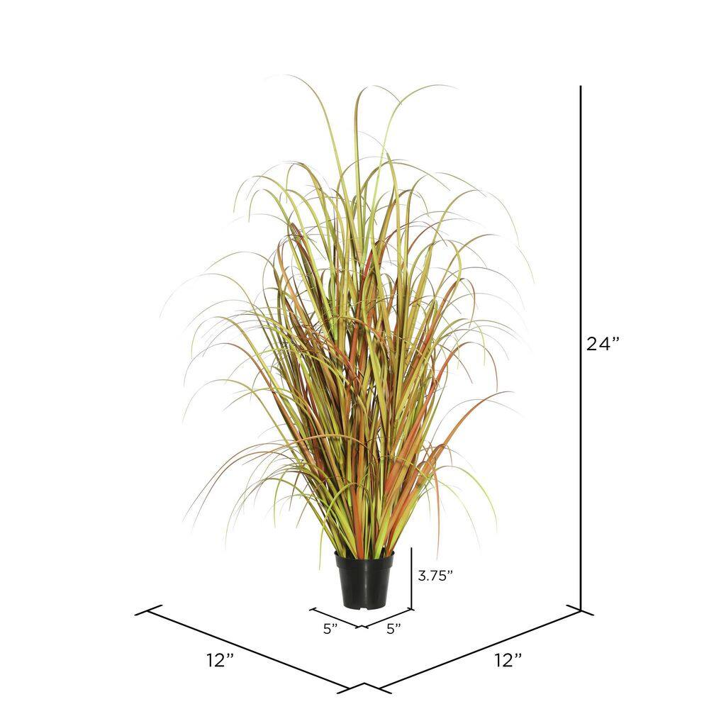 Autumnal Charm 24" Mixed Brown PVC Grass in Black Pot