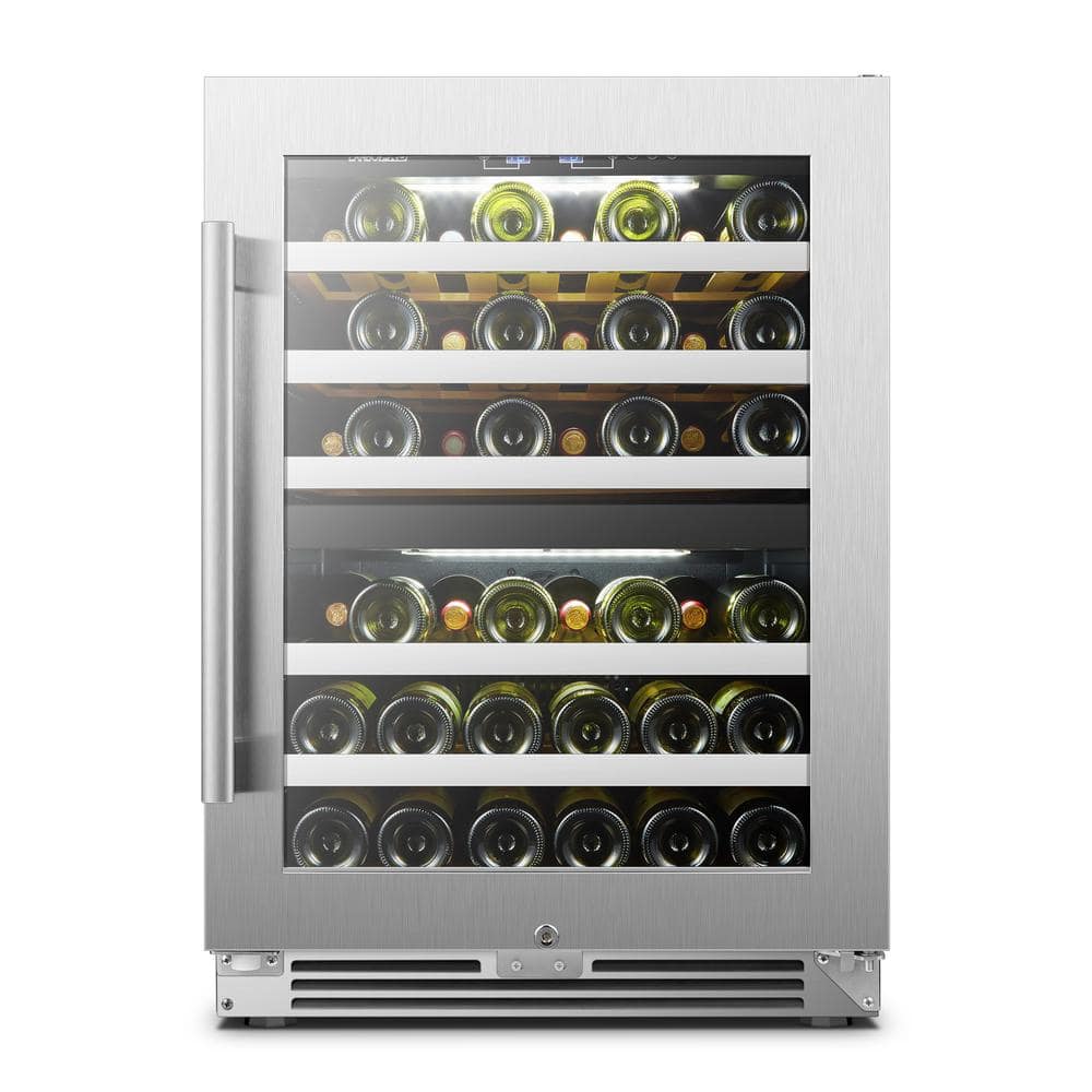 LANBO 44 Bottle Seamless Stainless Steel Dual Zone Wine Refrigerator LP54D  - The Home Depot