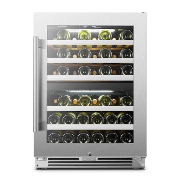 LANBO 44 Bottle Seamless Stainless Steel Dual Zone Wine Refrigerator