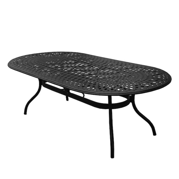 Black 9 Piece Aluminum Oval Dining Height Outdoor Dining Set