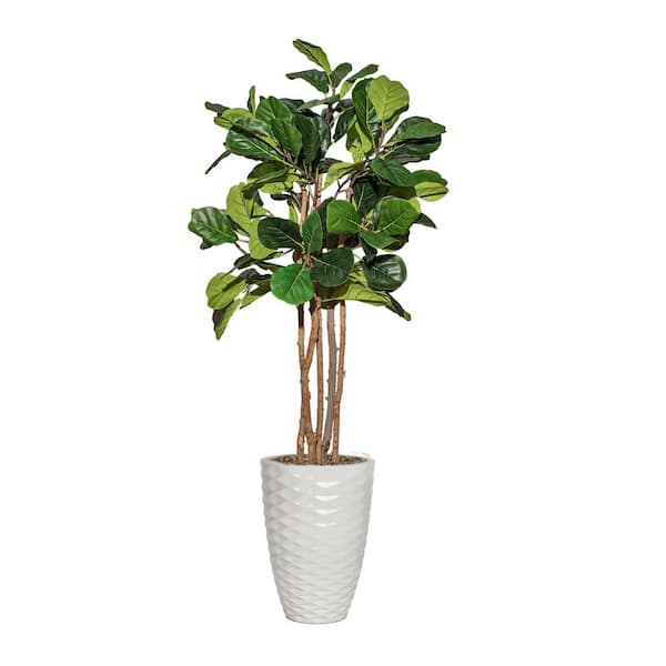 VINTAGE HOME Artificial Faux Fig Tree 72 in. Large Fake Plant Real Touch with Eco Planter