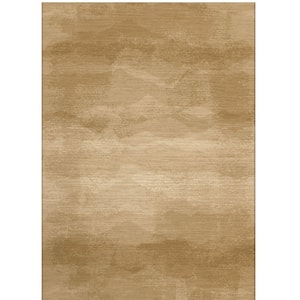Gold Brown Swirl Sea Waves design Modern Living Room 4 ft. 11 in. x 6 ft. 7 in. Rectangle Polyester Area Rug