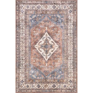 Tindra Persian Medallion Machine Washable Rust 3 ft. 3 in. x 5 ft. Area Rug