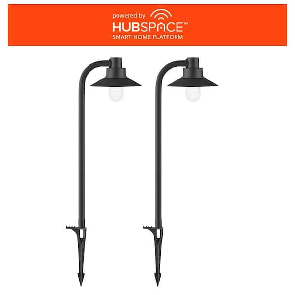 Smart Low Voltage Black Plug-in RGBw Integrated LED Outdoor Path Light Kit with Transformer Powered by Hubspace (2 Pack)