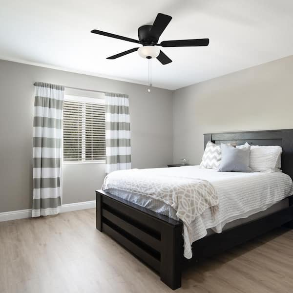 Gallant 52 in. LED Indoor/Covered Outdoor Matte Black Hugger Ceiling Fan with Pull Chain Control and Bulbs Included