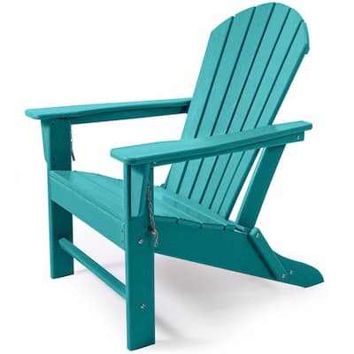 Blue Plastic Outdoor Patio Folding Adirondack Chair