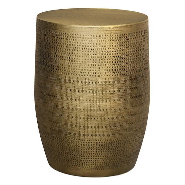 Johnsen 15 in. Wide Morse Pattern Metal Accent Table in Antique Brass, Assembled