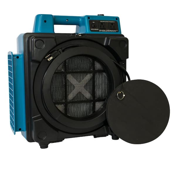 1500 sq. ft. HEPA Air Scrubber in Blue with Built-in Power Outlets, 5-Speed Control and Filter Change Light
